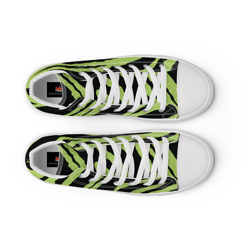 Lime Zebra High Top #100 - Lifestyle Shot | HA!LO Canvas Sneakers