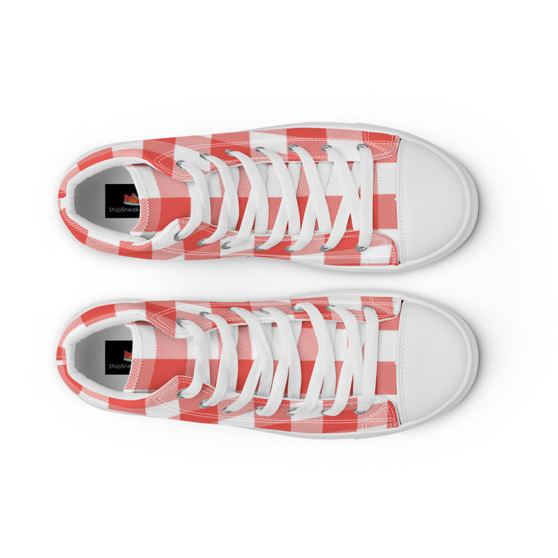 Red Gingham High Top #101 - Lifestyle Shot | HA!LO Canvas Sneakers