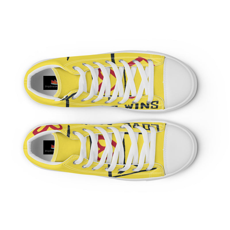 Yellow Heart High Top #112 - Lifestyle Shot | HA!LO Canvas Sneakers