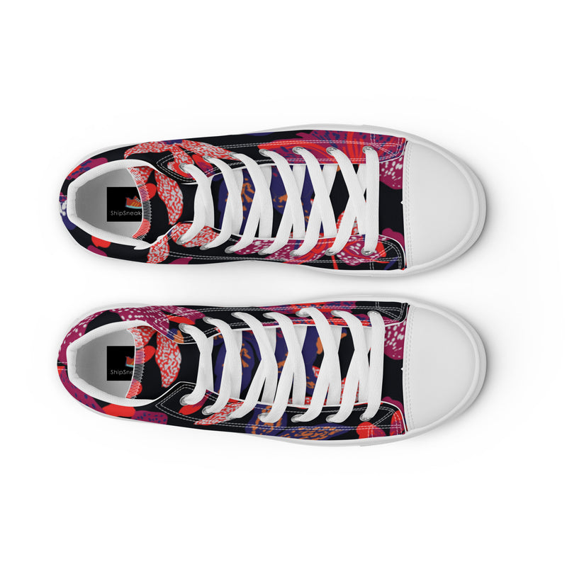Magenta Floral High Top #114 - Lifestyle Shot | HA!LO Canvas Sneakers