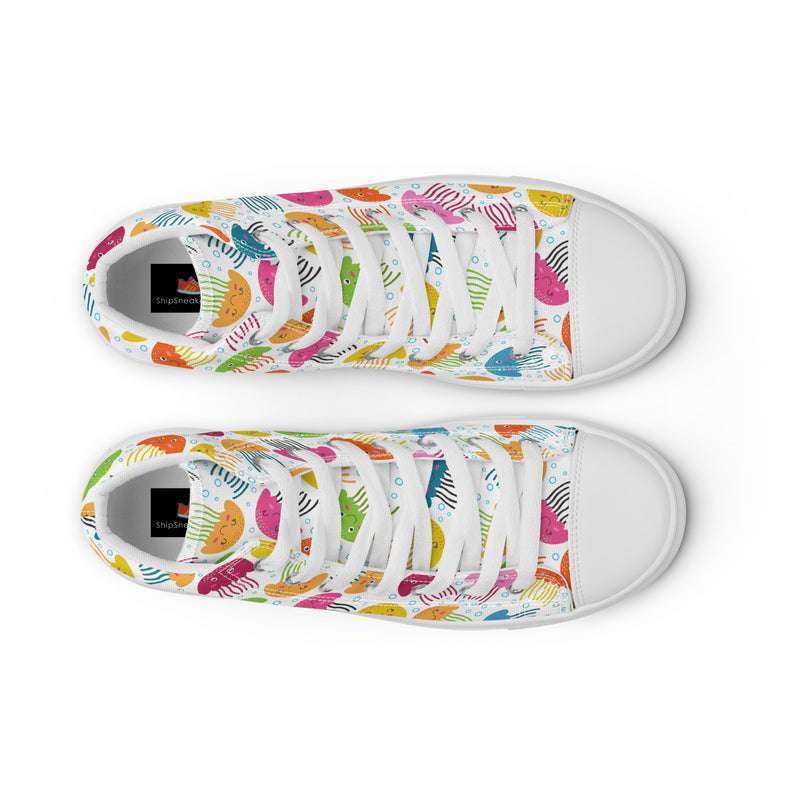 Jellyfish Fan High Top #126 - Lifestyle Shot | HA!LO Canvas Sneakers