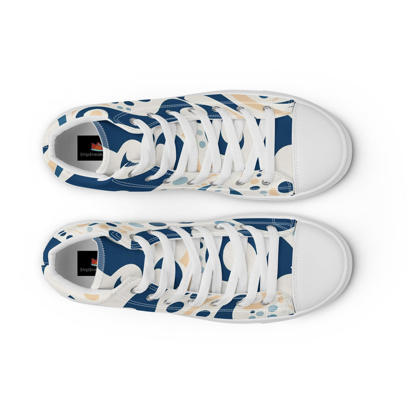Blue Folk High Top #137 - Lifestyle Shot | HA!LO Canvas Sneakers