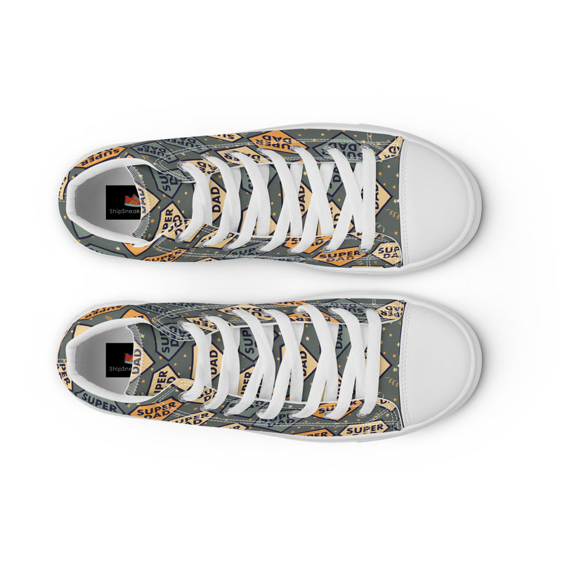 Dad Badge Teal High Top #168 - Lifestyle Shot | HA!LO Canvas Sneakers