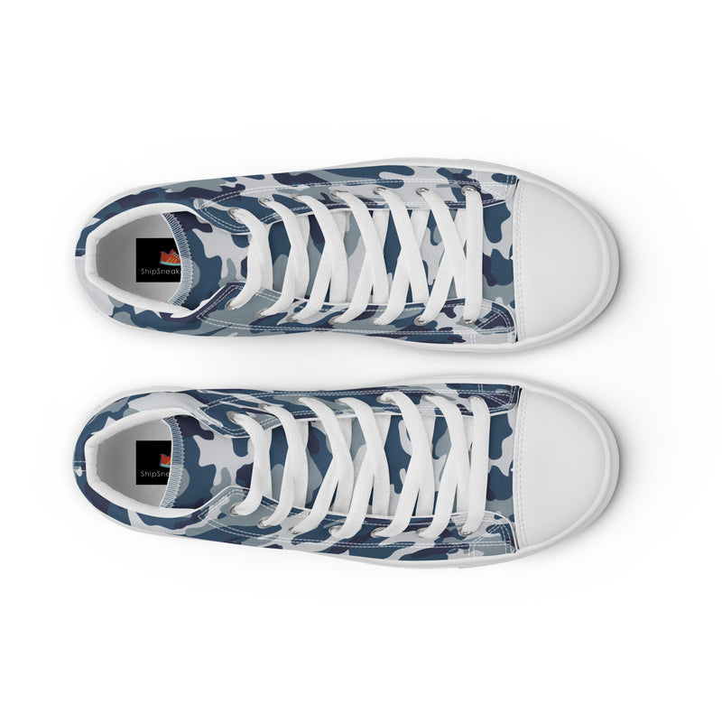 Navy Camo High Top #179 - Close Up Detail | HA!LO Canvas Sneakers