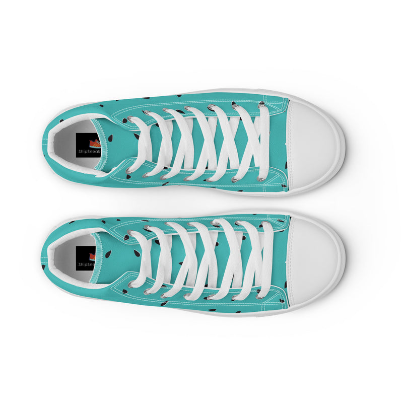 Watermelon Teal High Top #187 - Lifestyle Shot | HA!LO Canvas Sneakers