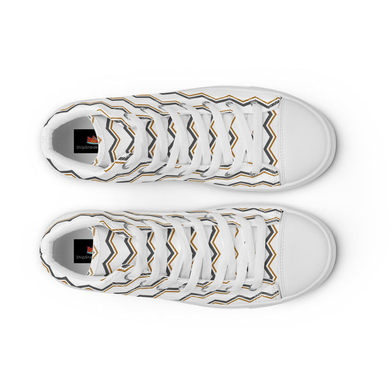 Tan Chevron High Top #208 - Lifestyle Shot | HA!LO Canvas Sneakers