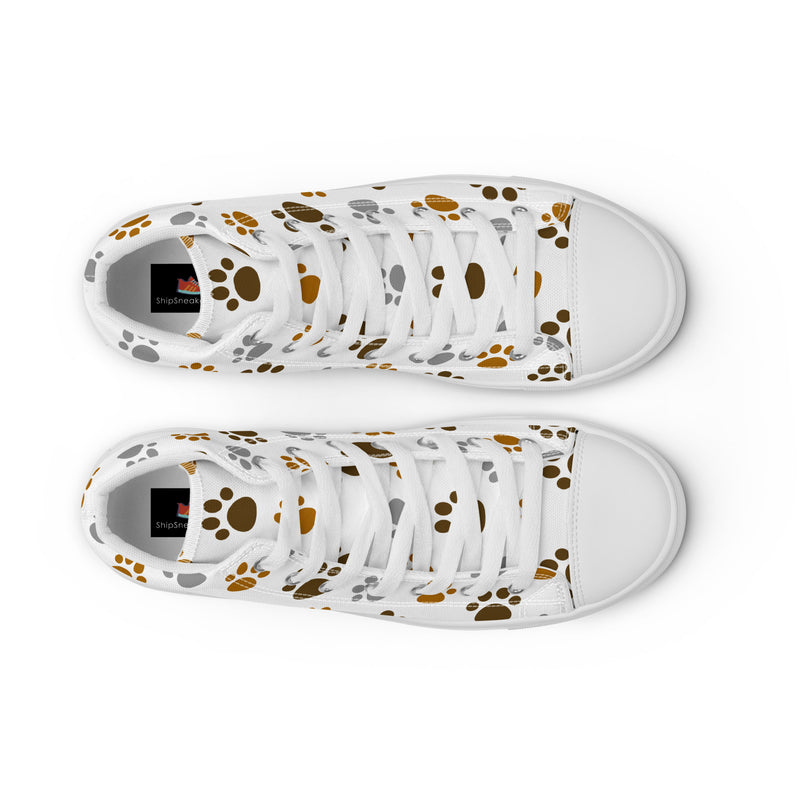 Paw Print Brown High Top #210 - Lifestyle Shot | HA!LO Canvas Sneakers