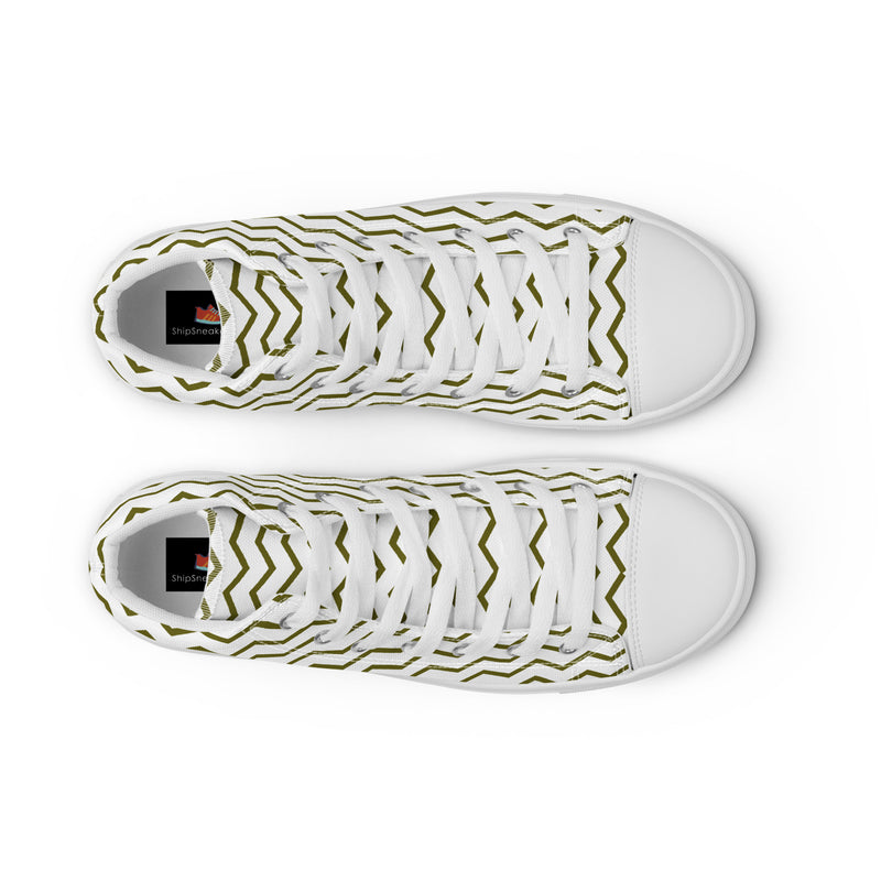 Green Chevron High Top #211 - Lifestyle Shot | HA!LO Canvas Sneakers