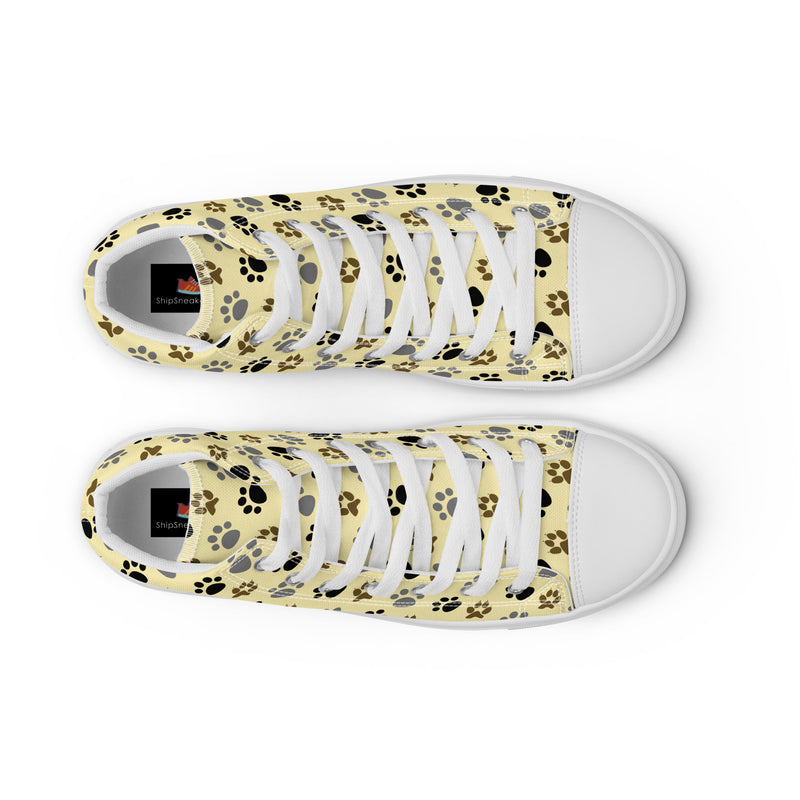 Paw Print Cream High Top #213 - Lifestyle Shot | HA!LO Canvas Sneakers