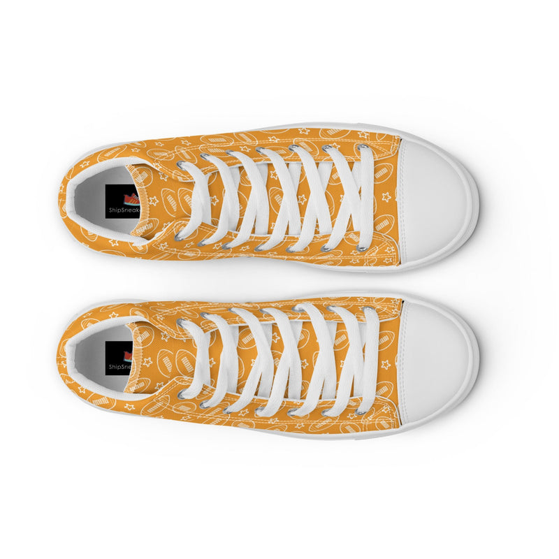 Football Orange High Top #220 - Lifestyle Shot | HA!LO Canvas Sneakers
