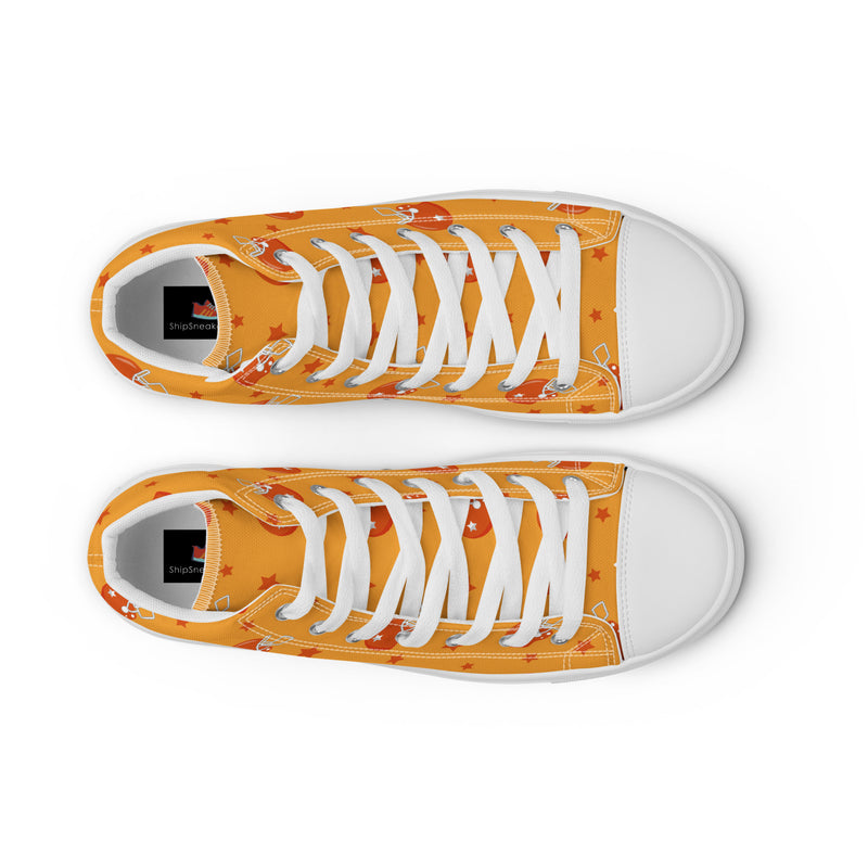 Orange Football Helmet High Top #222 - Lifestyle Shot | HA!LO Canvas Sneakers