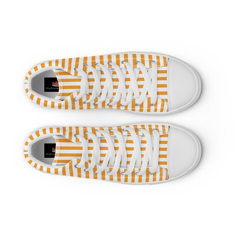 Orange Pinstripe High Top #226 - Lifestyle Shot | HA!LO Canvas Sneakers