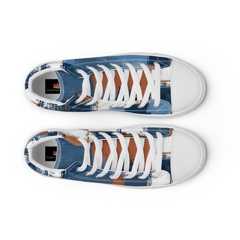 Denim Plaid High Top #228 - Lifestyle Shot | HA!LO Canvas Sneakers
