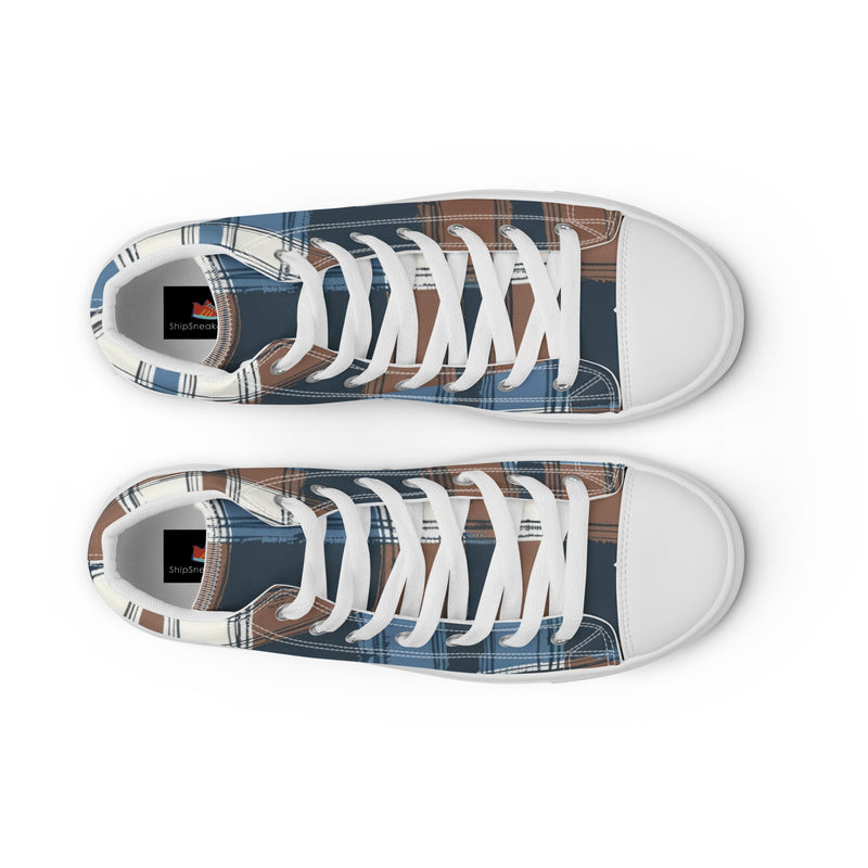 Navy Stripe High Top #232 - Lifestyle Shot | HA!LO Canvas Sneakers