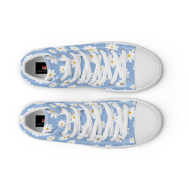 Blue Daisy High Top #238 - Lifestyle Shot | HA!LO Canvas Sneakers