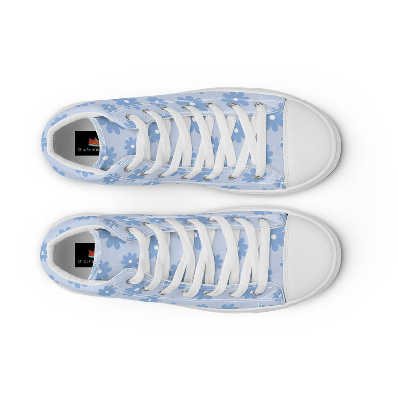 Blue Floral High Top #241 - Lifestyle Shot | HA!LO Canvas Sneakers