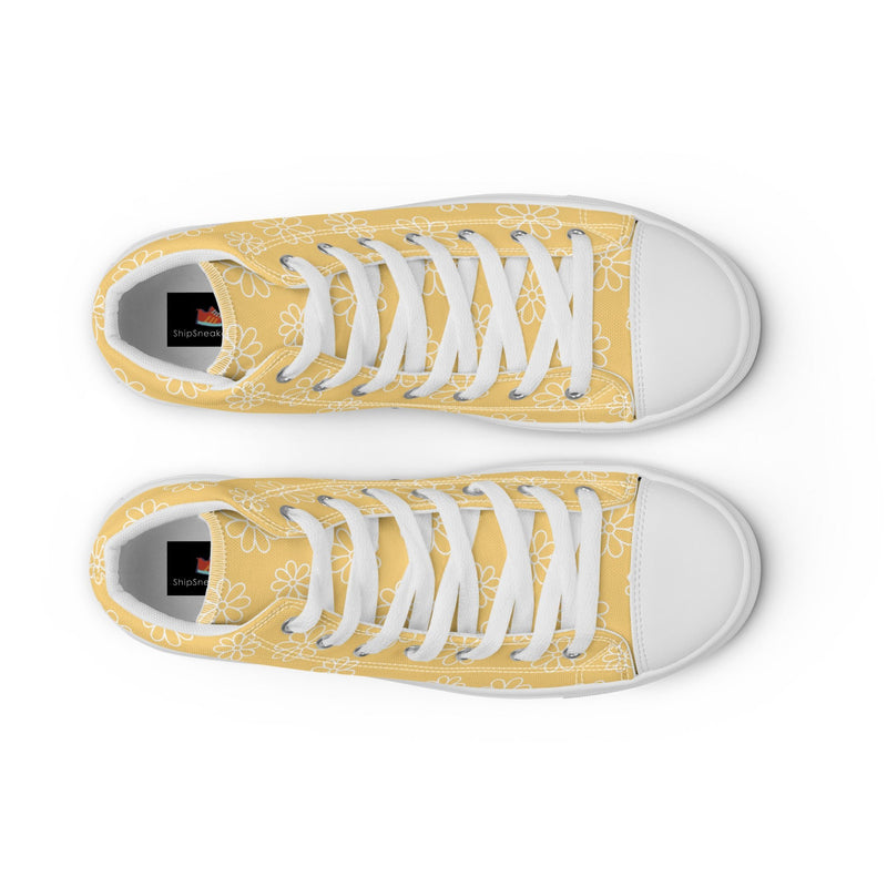 Yellow Daisy High Top #243 - Lifestyle Shot | HA!LO Canvas Sneakers