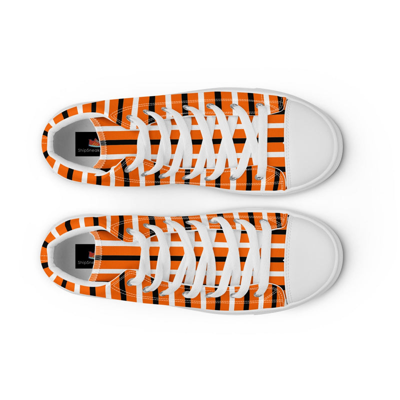 Orange Heart Stripe High Top #245 - Lifestyle Shot | HA!LO Canvas Sneakers