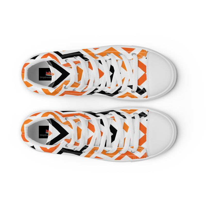 Orange Chevron High Top #252 - Lifestyle Shot | HA!LO Canvas Sneakers