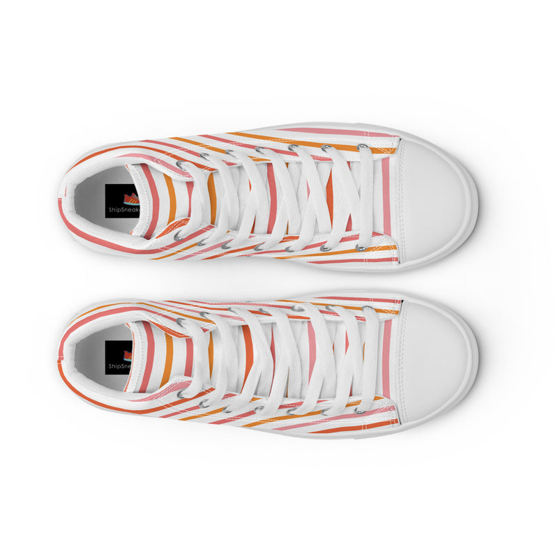 Orange Stripe High Top #261 - Lifestyle Shot | HA!LO Canvas Sneakers