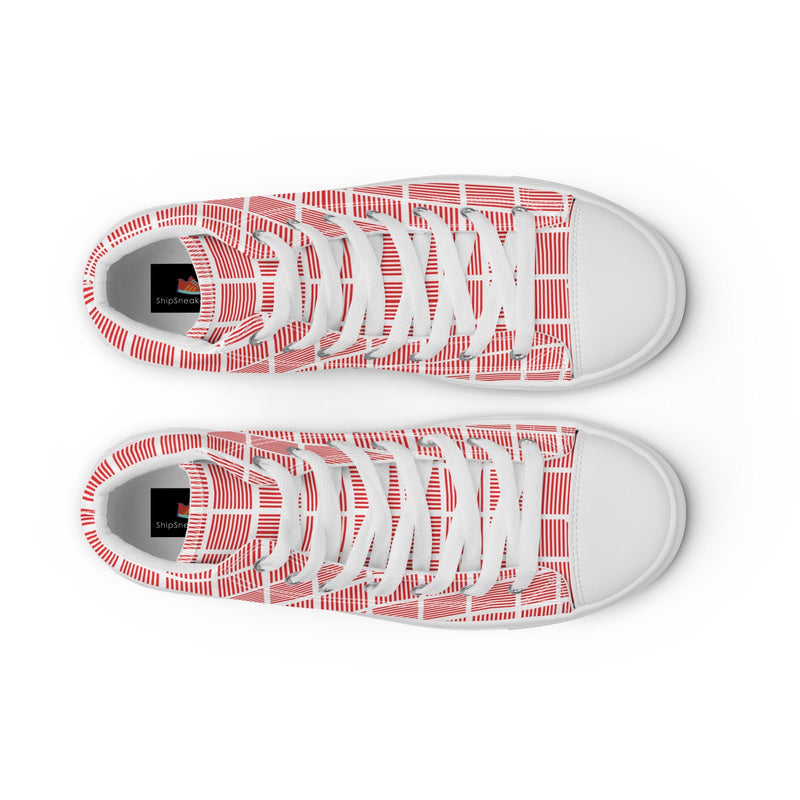 Red Grid High Top #294 - Lifestyle Shot | HA!LO Canvas Sneakers