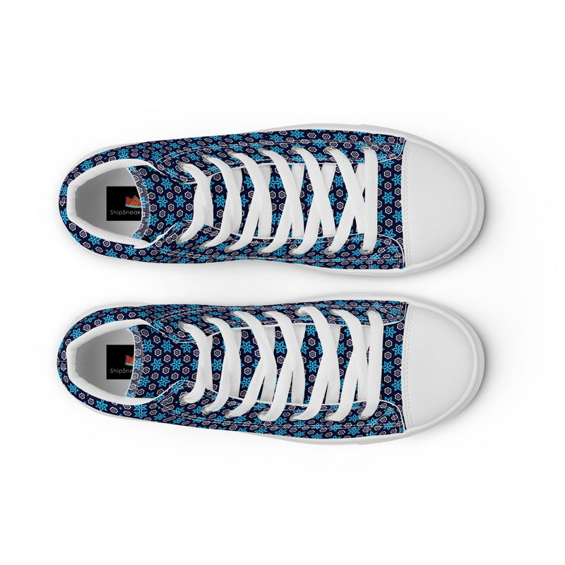 Navy Geo High Top #298 - Lifestyle Shot | HA!LO Canvas Sneakers