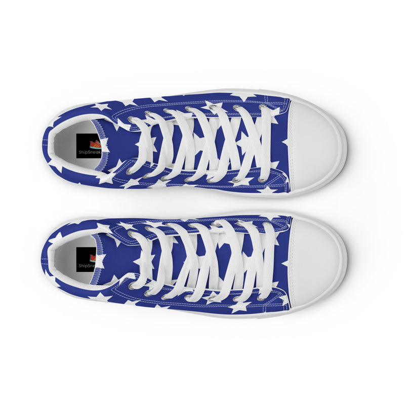 Blue Star High Top #349 - Angled View | HA!LO Canvas Sneakers