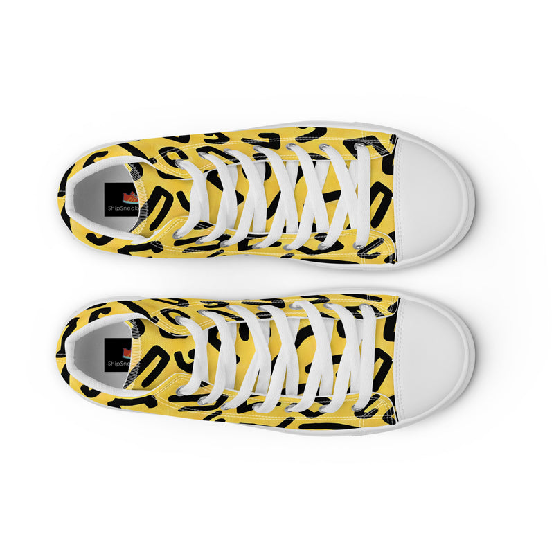 HA!LO Yellow Leopard #356 — Men’s Canvas High Top