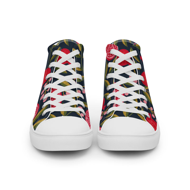 Rose Garden High Top #4 - Angled View | HA!LO Canvas Sneakers