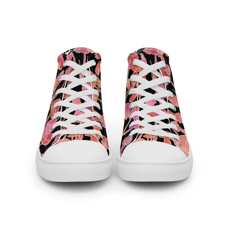 Coral Abstract High Top #17 - Close Up Detail | HA!LO Canvas Sneakers