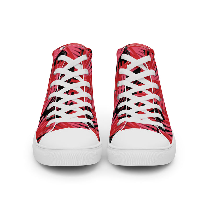 Red Palm High Top #20 - Close Up Detail | HA!LO Canvas Sneakers
