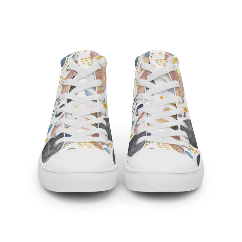 Cosmic Cream High Top #25 - Close Up Detail | HA!LO Canvas Sneakers