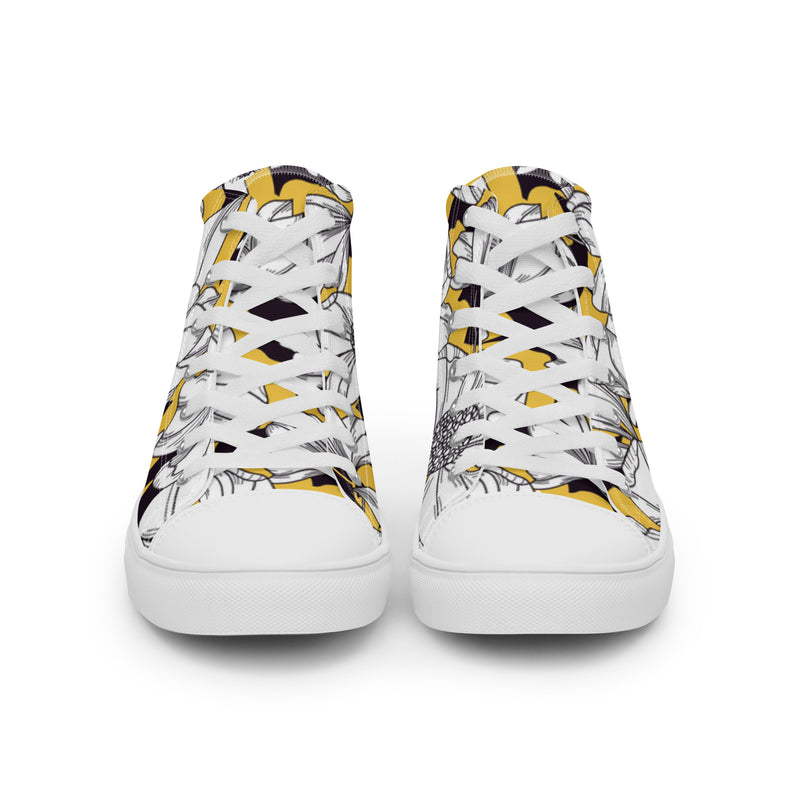 Sunflower Sketch High Top #33 - Close Up Detail | HA!LO Canvas Sneakers