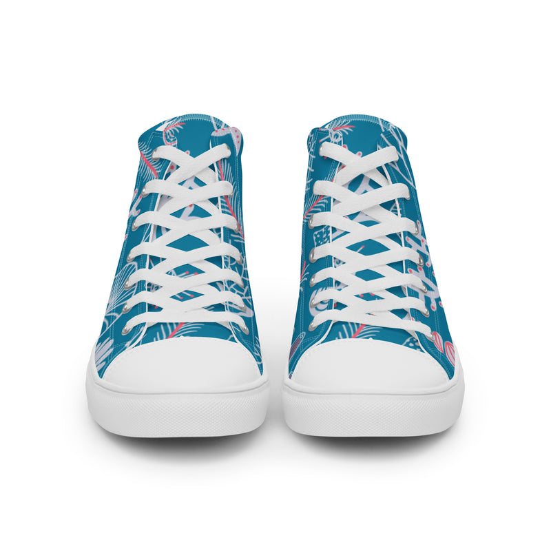 Ocean Coral High Top #35 - Close Up Detail | HA!LO Canvas Sneakers