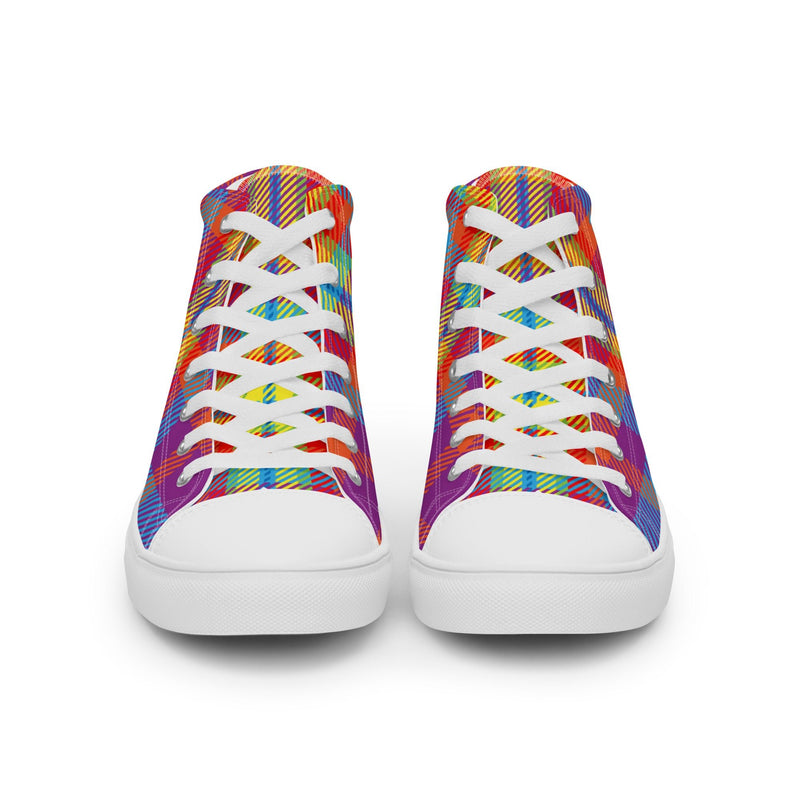 Vivid Plaid High Top #37 - Close Up Detail | HA!LO Canvas Sneakers