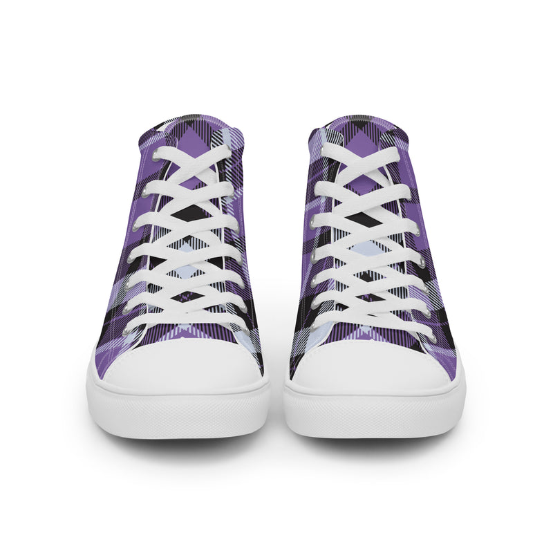 Purple Plaid High Top #41 - Angled View | HA!LO Canvas Sneakers