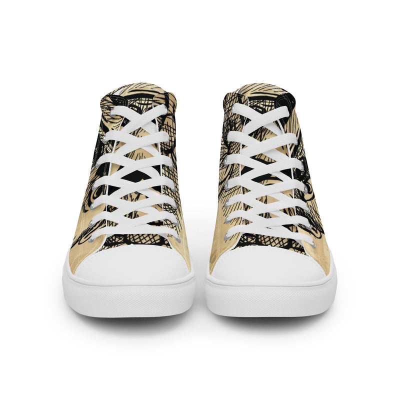 Owl Sketch High Top #48 - Close Up Detail | HA!LO Canvas Sneakers