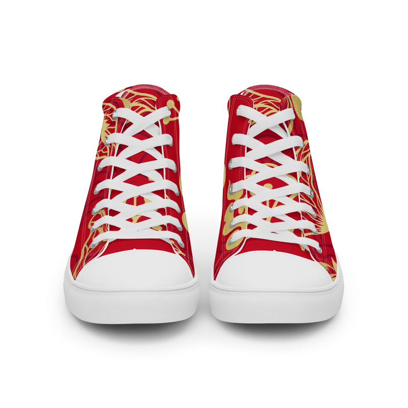 Red Poppy High Top #51 - Close Up Detail | HA!LO Canvas Sneakers
