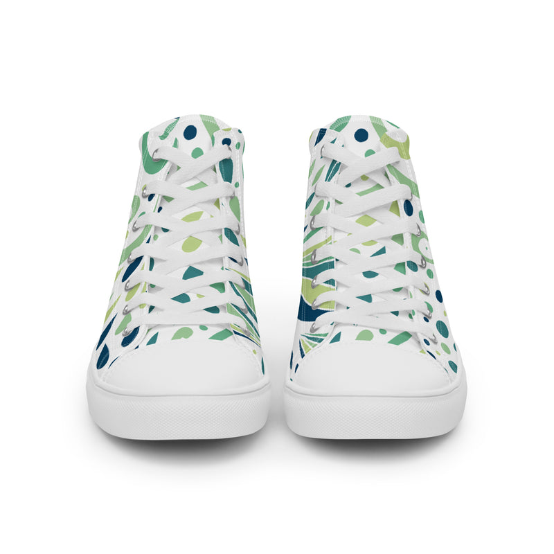 Green Swirl High Top #53 - Close Up Detail | HA!LO Canvas Sneakers
