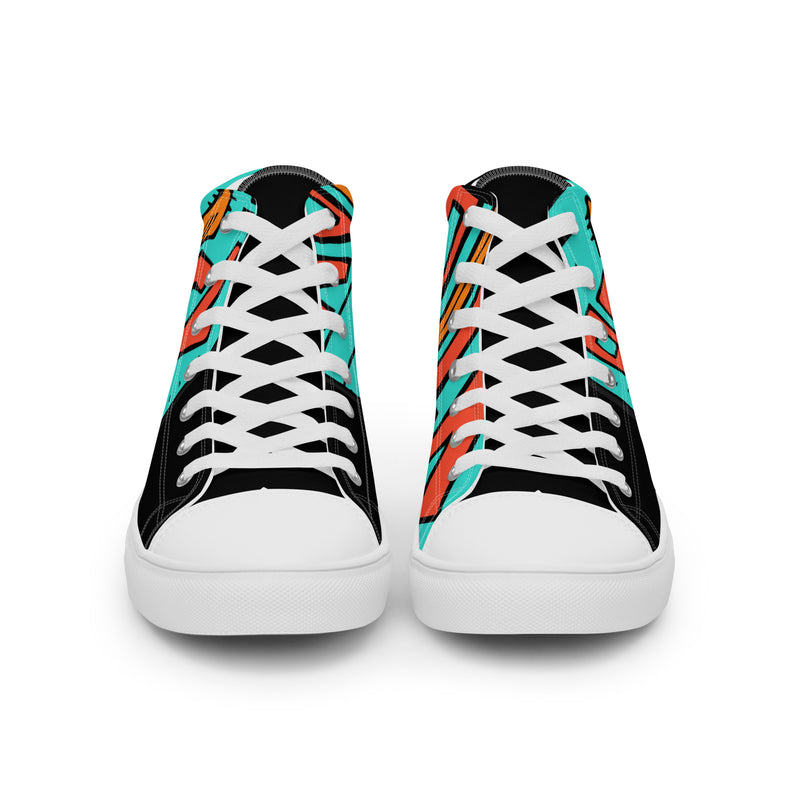 Rock Teal High Top #61 - Close Up Detail | HA!LO Canvas Sneakers
