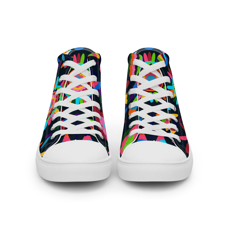 Neon Mandala High Top #92 - Close Up Detail | HA!LO Canvas Sneakers