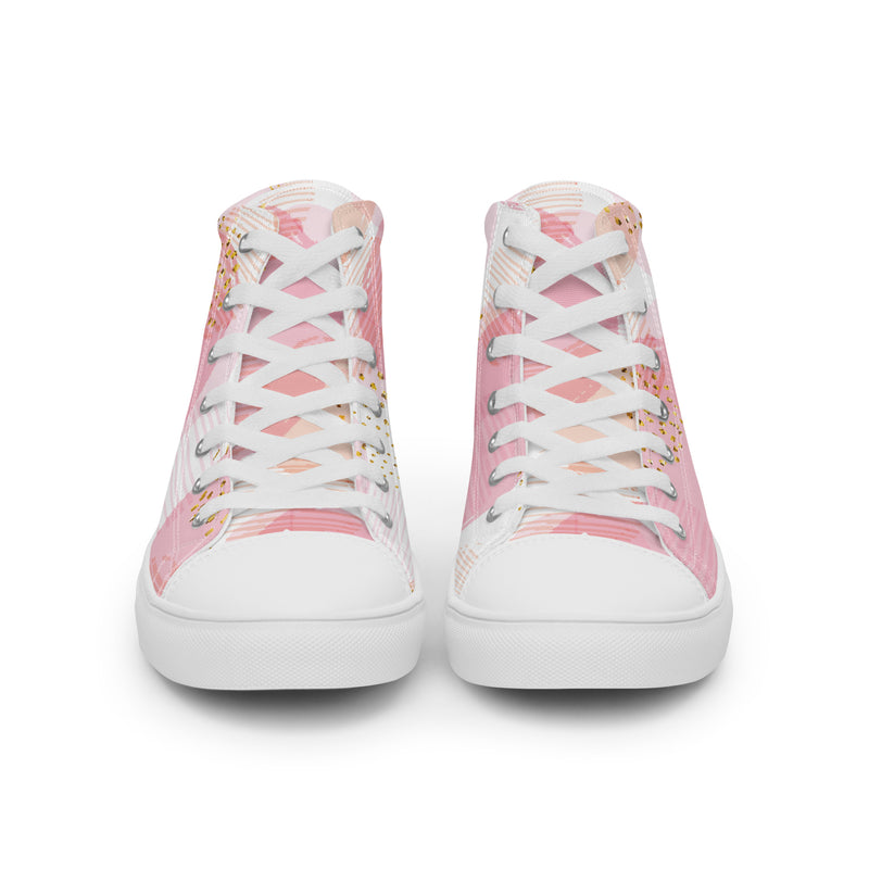 Pink Gold Dot High Top #95 - Close Up Detail | HA!LO Canvas Sneakers