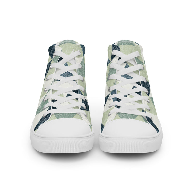 Geo Triangle High Top #96 - Close Up Detail | HA!LO Canvas Sneakers