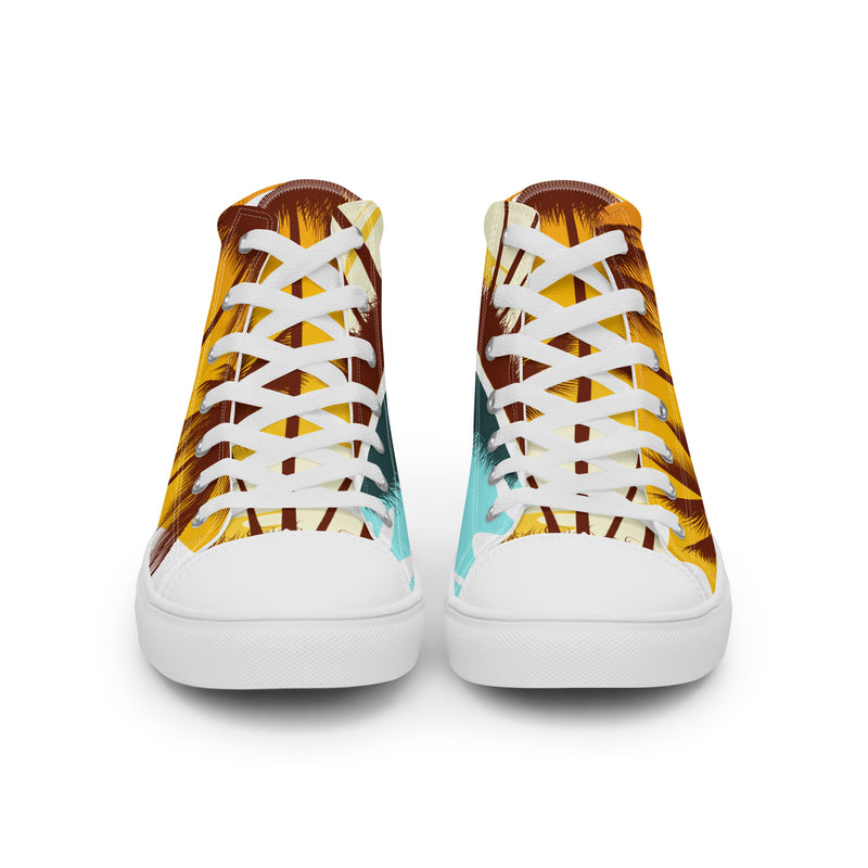 Sunset Palm High Top #97 - Close Up Detail | HA!LO Canvas Sneakers