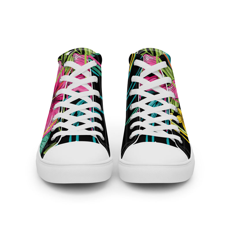 Tropical Bloom High Top #98 - Close Up Detail | HA!LO Canvas Sneakers
