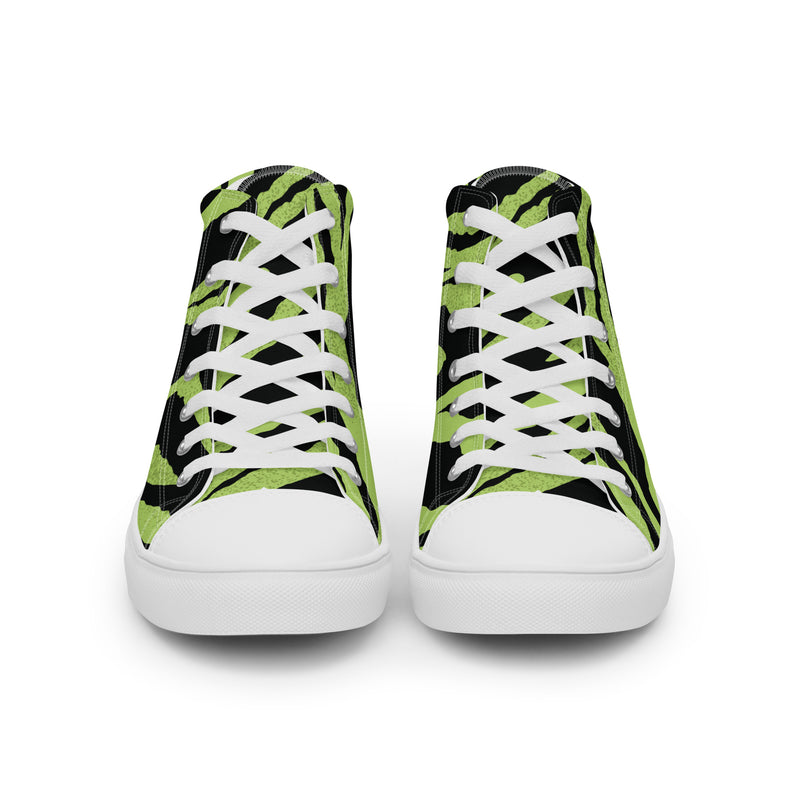 Lime Zebra High Top #100 - Close Up Detail | HA!LO Canvas Sneakers