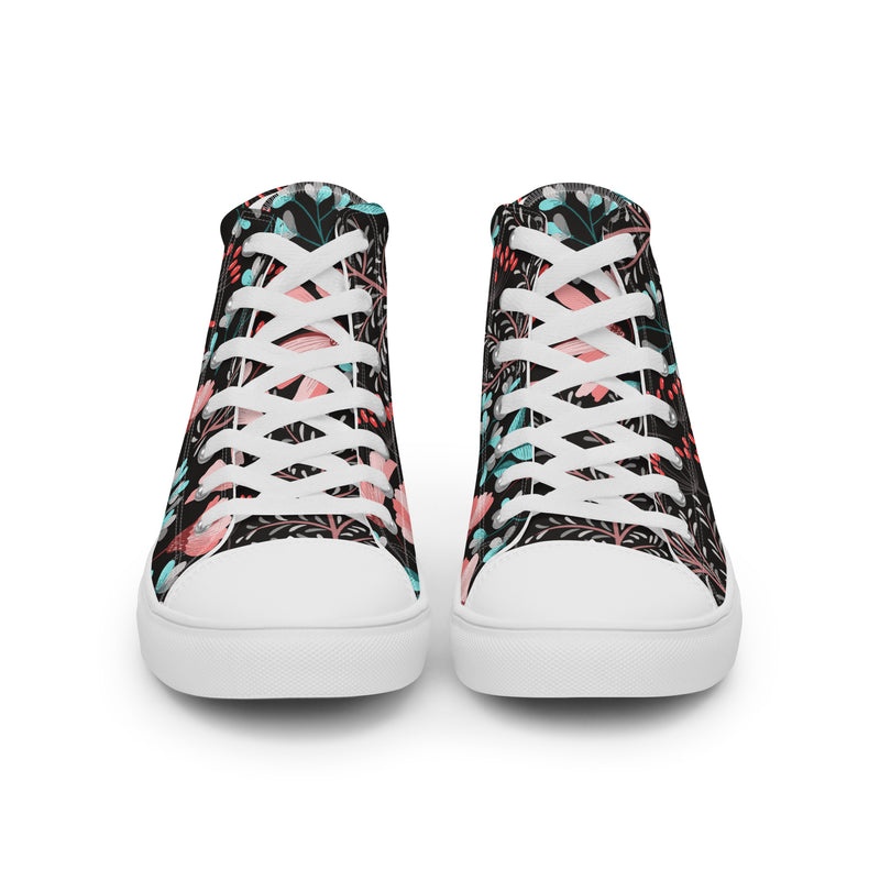 Dark Botanical High Top #110 - Close Up Detail | HA!LO Canvas Sneakers