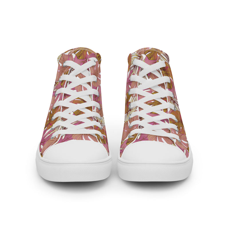 Tropical Flower High Top #117 - Close Up Detail | HA!LO Canvas Sneakers