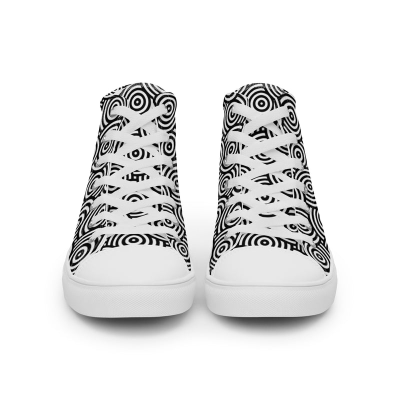 Hypnotic Circle High Top #120 - Close Up Detail | HA!LO Canvas Sneakers
