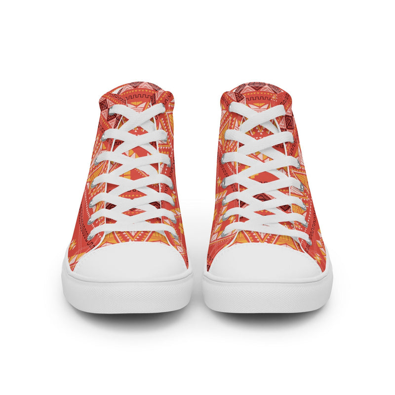 Aztec Red High Top #127 - Close Up Detail | HA!LO Canvas Sneakers